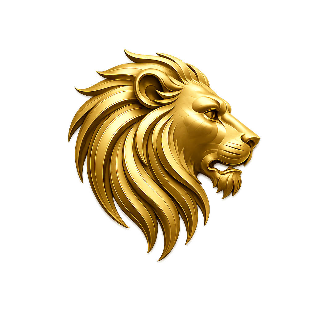 Logo officiel Club Dumont : tête de lion dorée